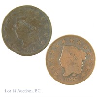 1826 & 1828 Coronet Head Large Cents (2)