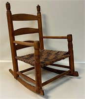 SWEET ANTIQUE CHILD'S ROCKER WITH WOVEN SEAT