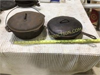 4 pcs cast iron pans and lids, #8 (10 5/8") D
