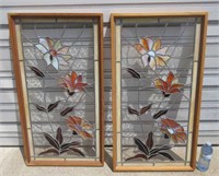 2 Stained Glass Windows 19" Wide x 35.5" High