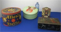 4 Vintage Tins: Allen's Toffee, 2 Oriental Tins &