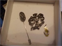 Sterling pins and charm total wt.  7.8 dwt