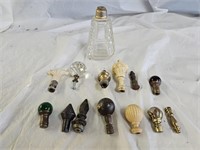 Vintage Lamp Finials and Victorian Glass Bottle