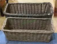 Nice pair of wicker boxes - largest is 27 x 11 x 9