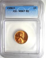 1958-D Cent ICG MS67 RD LISTS $310