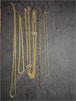 Group of Gold Tone Chain Necklaces