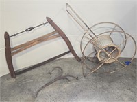 HOSE REEL, HAND SAW, BUGGY STEPS