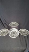 4 Indiana Sandwich Glass 7 1/4" Plates