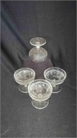 4 Indiana Sandwich Glass Sherbert Cups