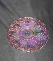 Pink Iridescent Carnival Glass Platter