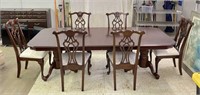 Wooden Dining Table with 2 Leaves & 6 Chairs