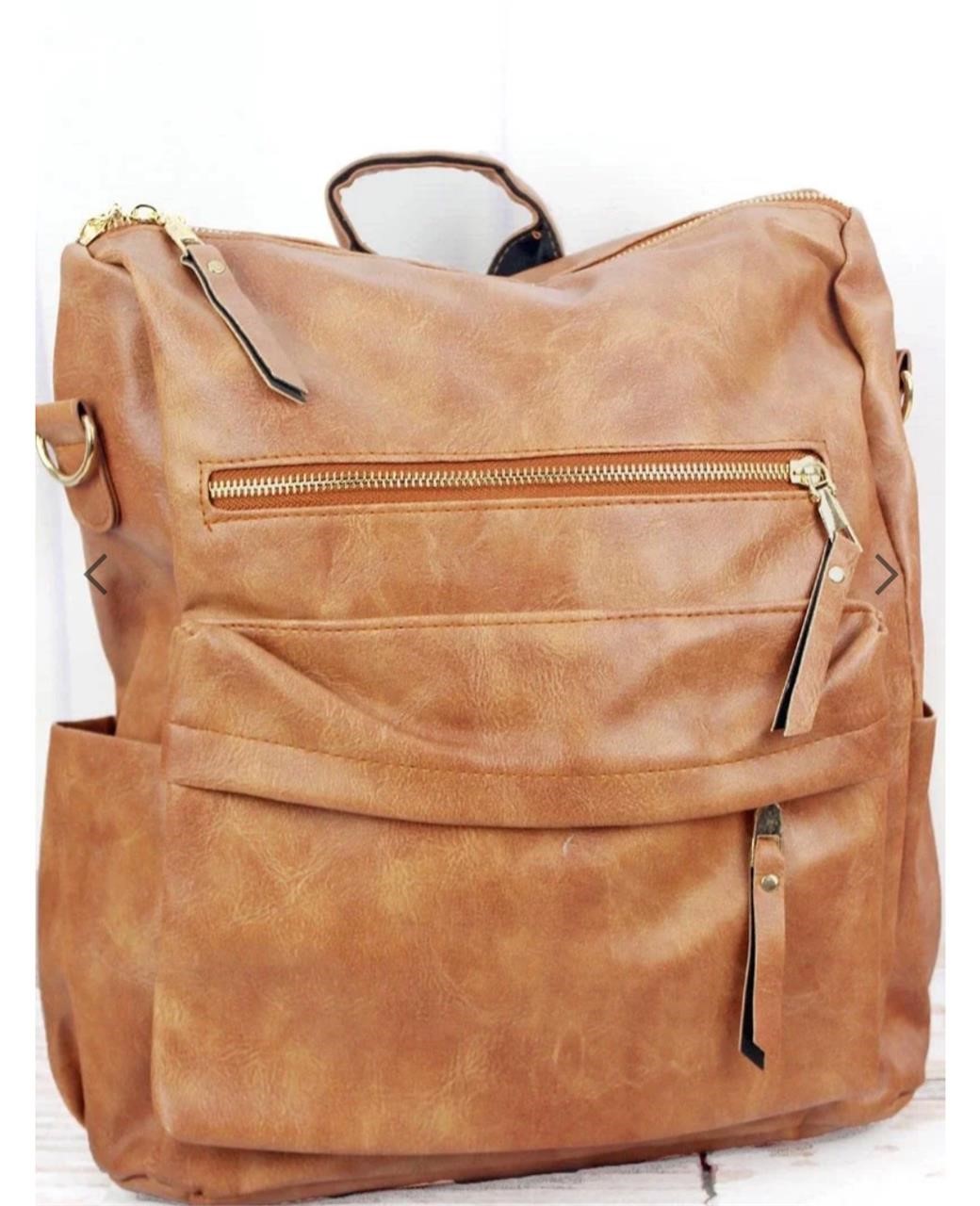 Aiseyi Faux leather backpack brown purse