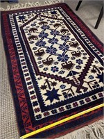 Blue and Red Wool Rug