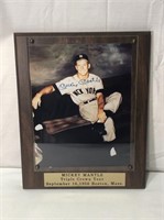 Mickey Mantle Autographed Plaque With COA Sticker