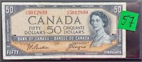 Bank of Canada 1954 Modified $50.00 Bank Note