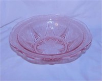 Pink Depression glass Royal Lace bowl, 10" diam.