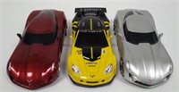 Lot of 3 Battery Operated Plastic Toy Corvettes