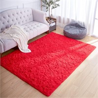 Shaggy Rugs Fluffy Carpets  2.6x2.6 Feet  Red Wine