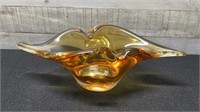 Vintage Heavy Art Glass Bowl 12" Long