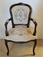 Antique French Fauteuil Armchair with Needlepoint