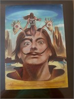 Salvador Dali on vintage paper