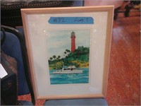 Lighthouse and boat Wall art