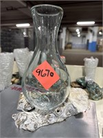 Beautiful Hand Blown Glass Over Teak Vase