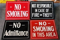 VINTAGE METAL WORKPLACE SIGNS NO SMOKING ETC..