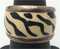 Sterling Silver Zebra Print Ring