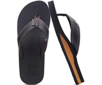 Size 9, KuaiLu Men's Yoga Mat Leather Flip Flops