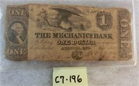 C7-196  1858 $1 Mechanics Bank Augusta Georgia