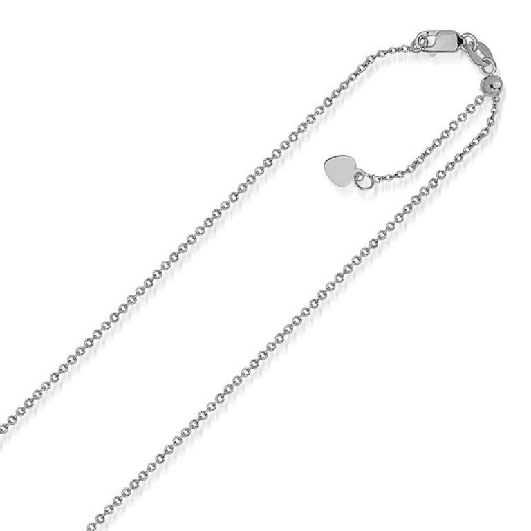 14k White Gold Singapore Style Adjustable Chain