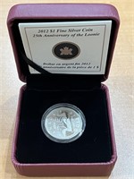 2012 Cdn $1 Loonie 25th Anniversary Silver .9999