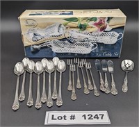 ASSORTED FLATWARE AND 3 PC SET OF FLATWARE CADDYS