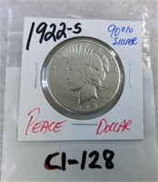 C1-128 1922S Peace dollar 90% silver