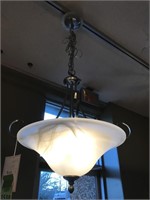 Large swirled glass shade ceiling fixture
