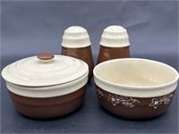 (4) Brown w/ White Vintage Stoneware by Oxford:
