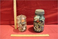 Vintage Mason Jars Filled with Buttons