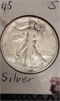 1945 D silver walking liberty dollar