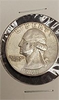1961 D silver quarter