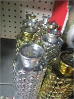 Lot of Goldtone & Silvertone Decor Bottle Vases