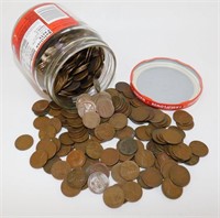 Jar of Wheat Cents - Approximately 505 Coins,