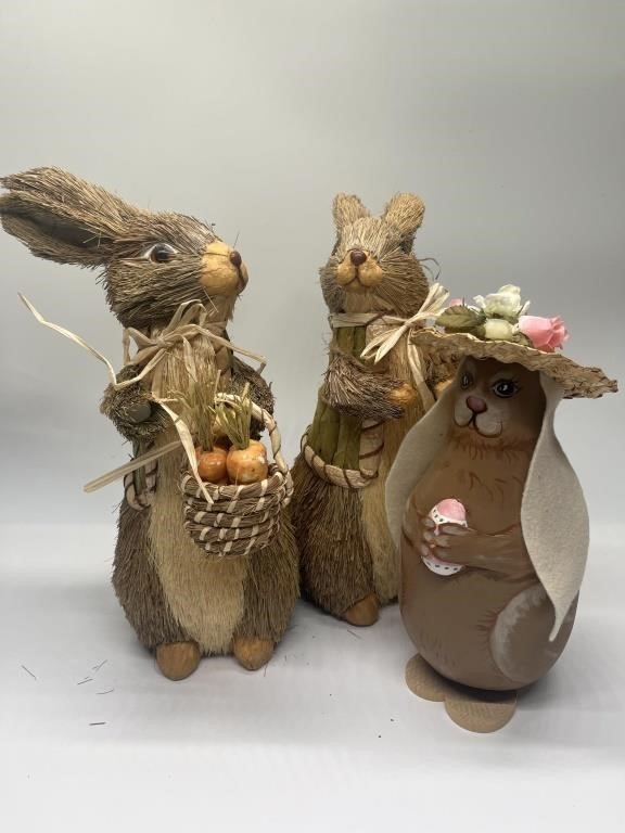 Rustic Folk Art Rabbit Family Made from Gourds