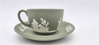 Green Jasperware Wedgewood Cup and Saucer