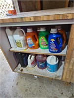 Items in cabinet including laundry detergent&
