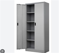 Wanfu Metal Storage Cabinet, 71" SILVER & GRAY
