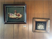 2 Framed Needlepoint Pictures