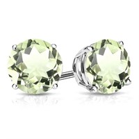 8MM Round Cut Green Amethyst 3.75CTW Stud Earrings