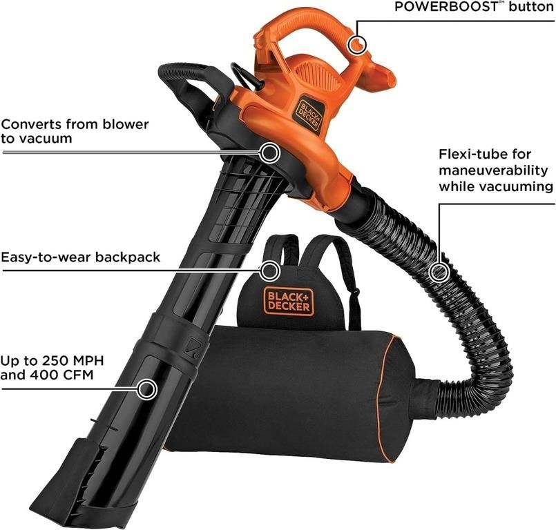 BLACK+DECKER Leaf Blower Vacuum Back Pack and