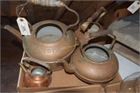 4 pcs- Vintage Copper Tea Pots